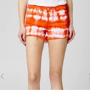 BLANK NYC ESSEX JEAN SHORT SOUR CHERRY ORANGE & WHITE TIE DYE SZ 24 NWT